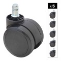Megapap Spare Wheels for office chairs set of 5 pcs, color black
