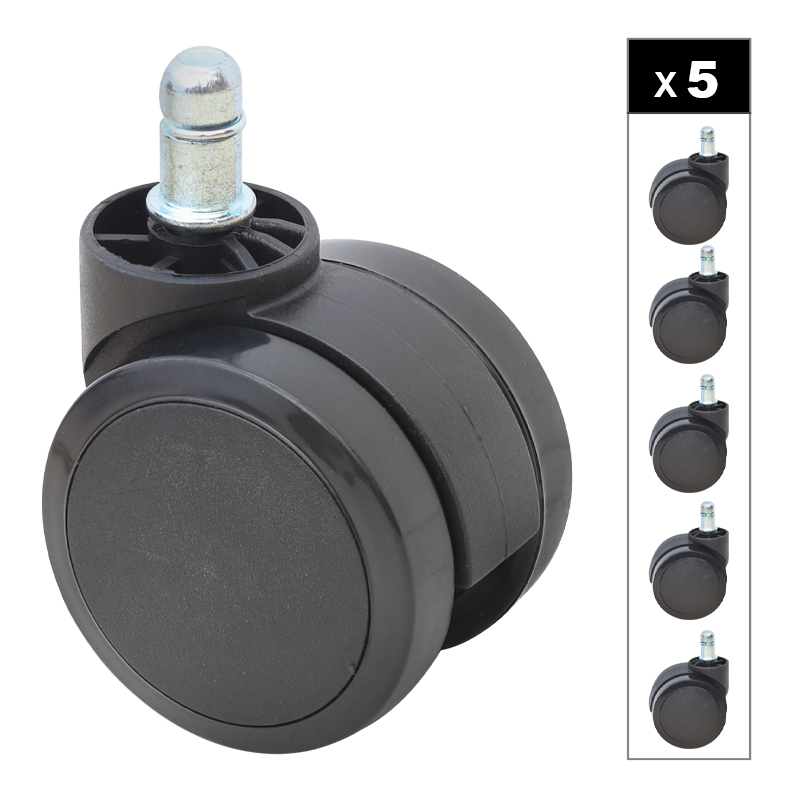 Megapap Spare Wheels for office chairs set of 5 pcs, color black