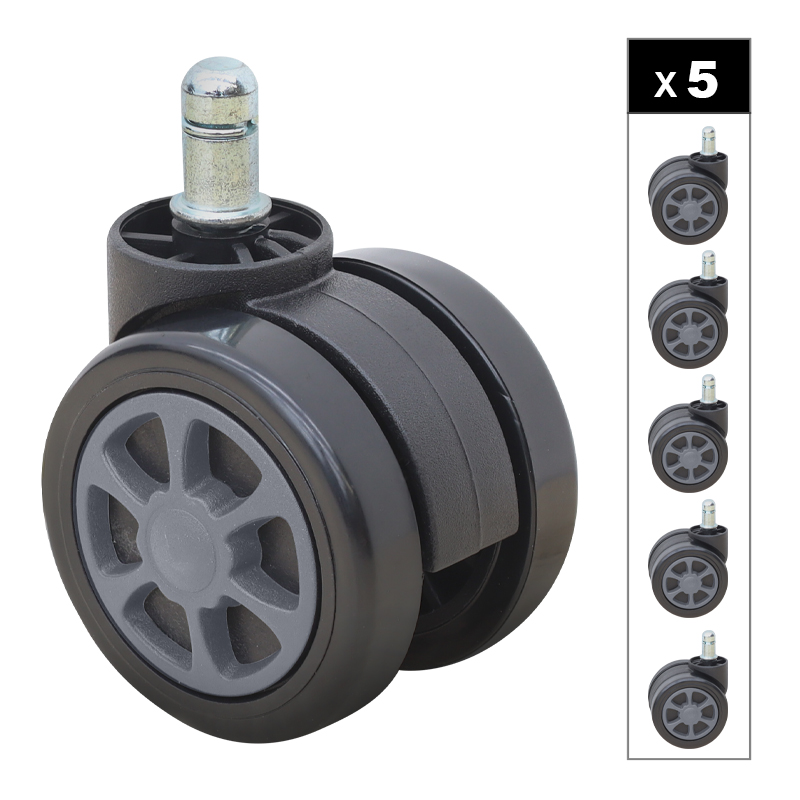 Megapap Spare Wheels for office chairs set of 5 pcs, color black - grey