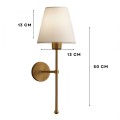 Verma Megapap E27 metal fabric sconce light in gold - cream color 13x13x50cm.