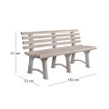 ATENA Παγκάκι Κήπου-Βεράντας, PP Tortora 150x73x51cm