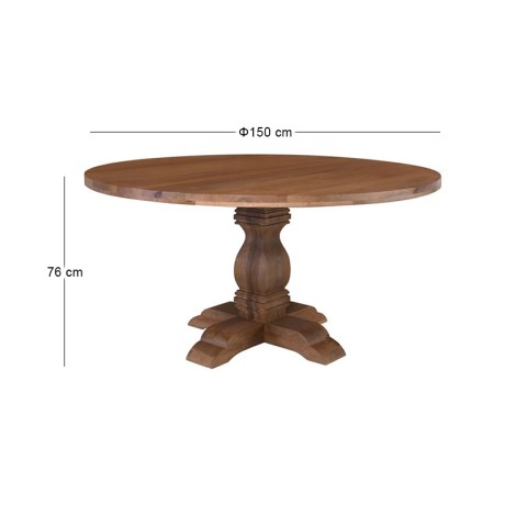 ATLAS Round Dining Table D.150cm, Mango Smoke Walnut