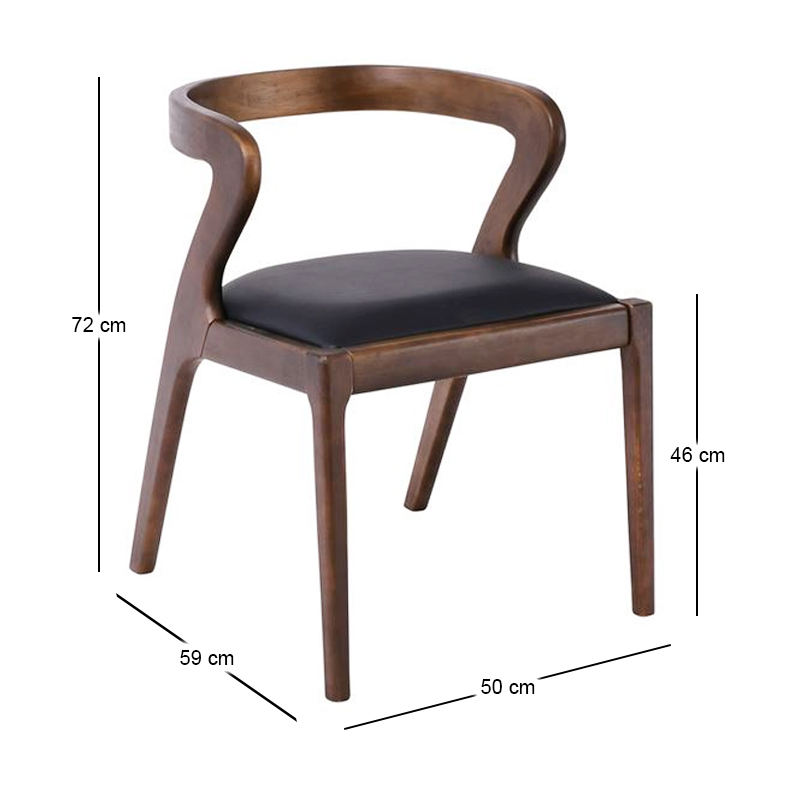 AVERY Chair Walnut, Pu Black