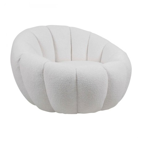 Πολυθρόνα σαλονιού Beverly ύφασμα teddy χρώμα λευκό 89x92x61εκ.