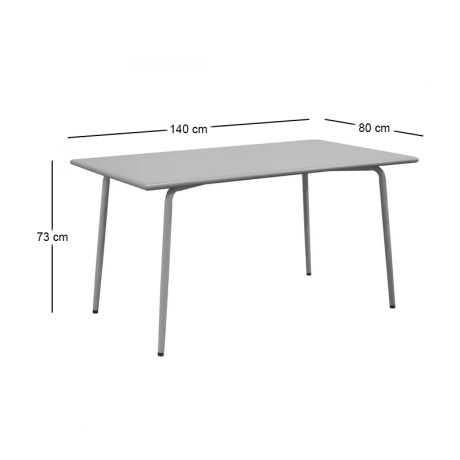 Τραπέζι κήπου Brio Flat Pro μεταλλικό χρώμα cool grey 4C 140x80x73εκ.