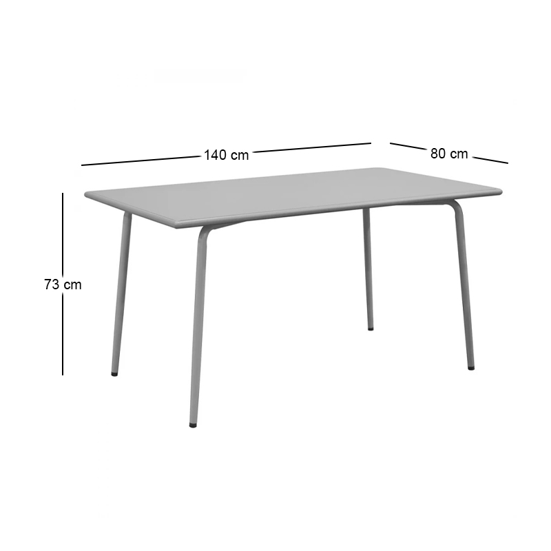 BRIO Flat Table-Pro 140x80cm Metal Cool Grey 4C