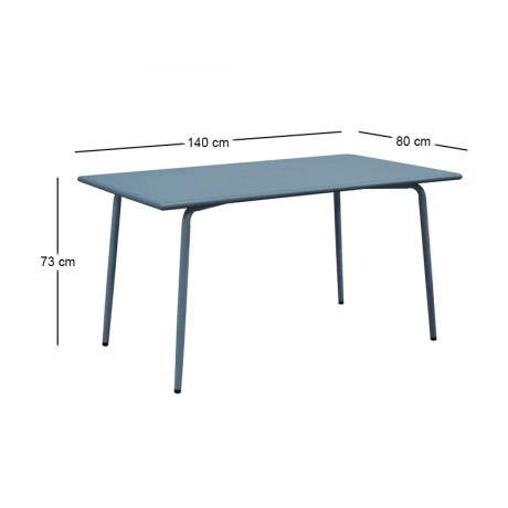 Τραπέζι κήπου Brio Flat Pro μεταλλικό χρώμα sandy blue 5415C 140x80x73εκ.