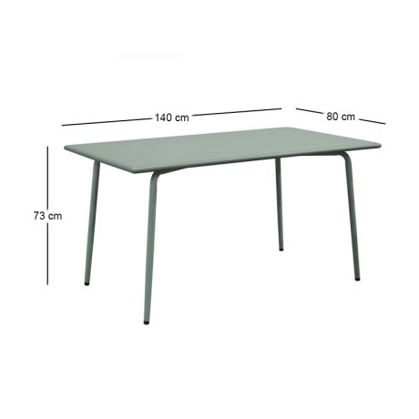Τραπέζι κήπου Brio Flat Pro μεταλλικό χρώμα sandy green 5635C 140x80x73εκ.