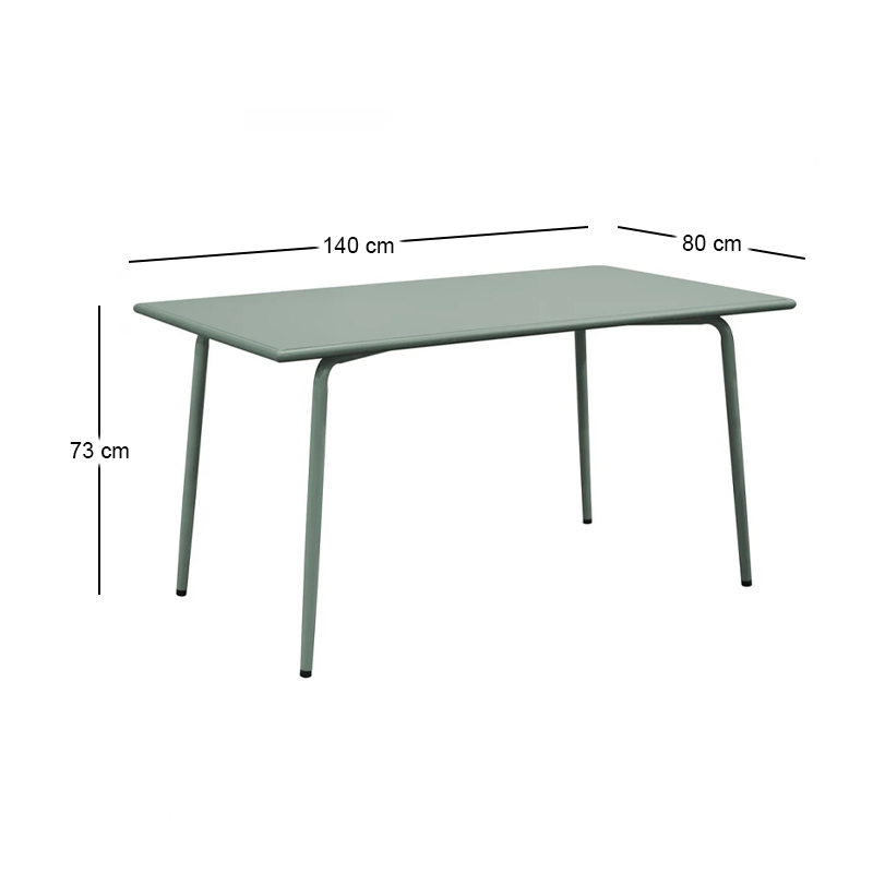 BRIO Flat Table-Pro 140x80cm Metal Sandy Green 5635C