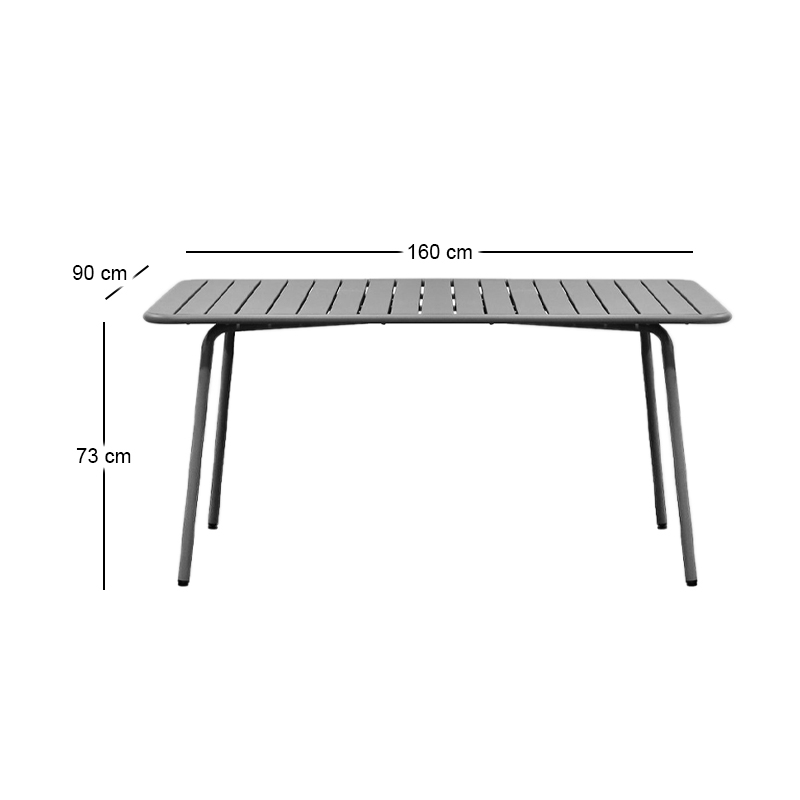 BRIO Slat Table-Pro 160x90cm Metal Cool Grey 4C