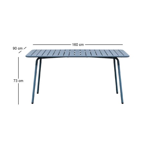Τραπέζι κήπου Brio Slat Pro μεταλλικό χρώμα sandy blue 5415C 160x90x73εκ.
