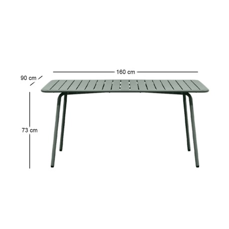 Τραπέζι κήπου Brio Slat Pro μεταλλικό χρώμα sandy green 5635C 160x90x73εκ.