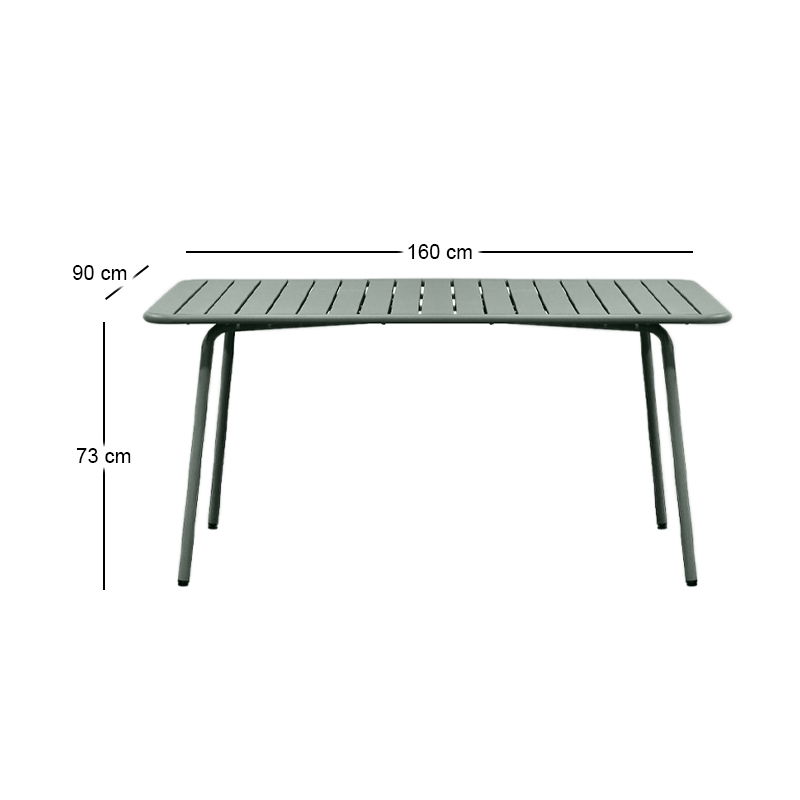 BRIO Slat Table-Pro 160x90cm Metal Sandy Green 5635C