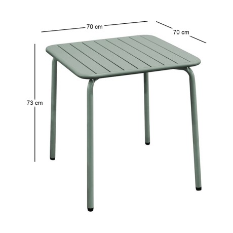 BRIO Slat Table-Pro 70x70cm Metal Sandy Green 5635C