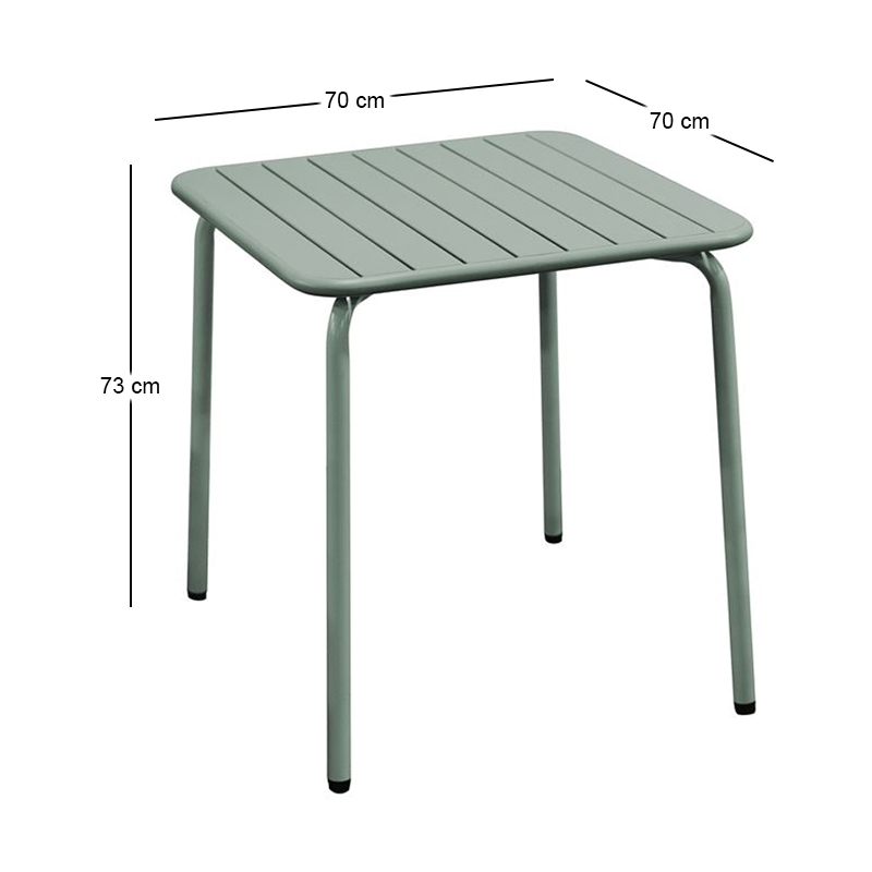 Τραπέζι κήπου Brio Slat Pro μεταλλικό χρώμα sandy green 5635C 70x70x73εκ.