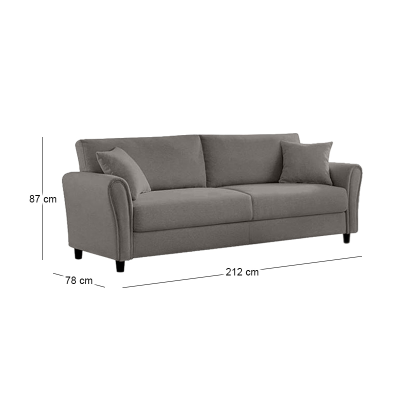 BRITAIN 3-Seater Sofa Grey Fabric