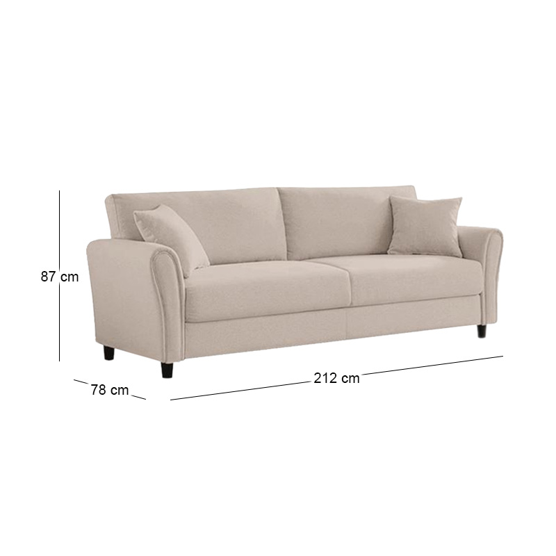 BRITAIN 3-Seater Sofa Beige Fabric