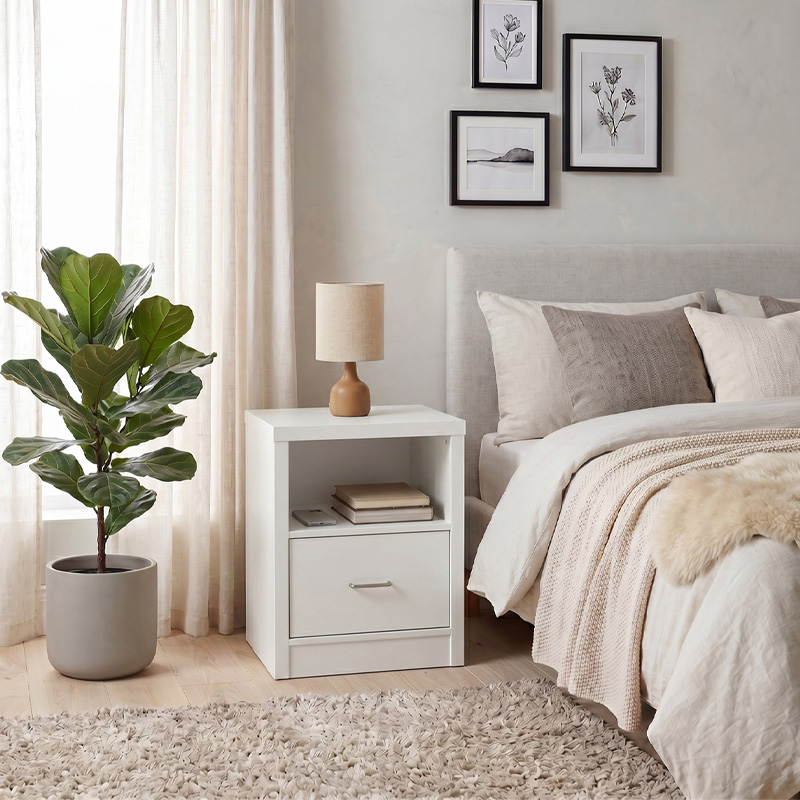 CALIBER Bedside 47x39x60 White 1-Drawer