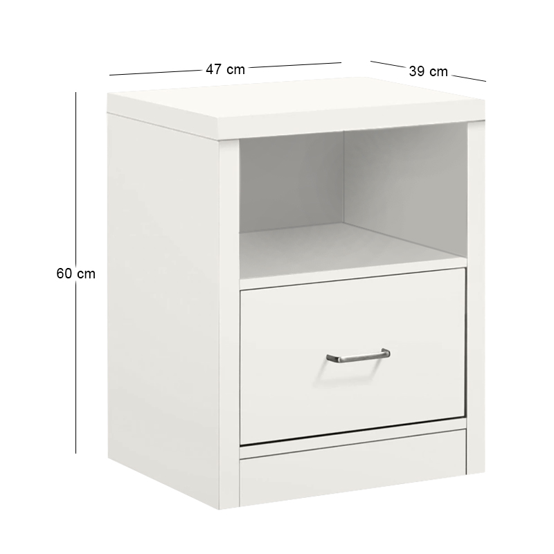 CALIBER Bedside 47x39x60 White 1-Drawer