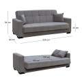 CARSON Sofa-Bed with Storage 3-Seater / Fabric Grey