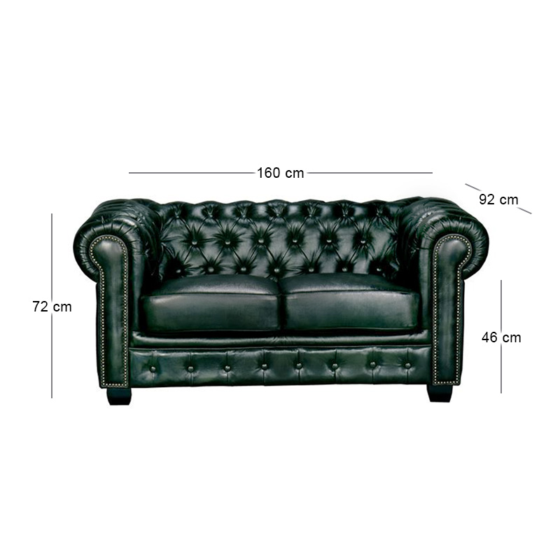 CHESTERFIELD-689 2-S Leather Antique Green