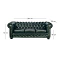 CHESTERFIELD 689 Kαναπές Σαλονιού Καθιστικού 3Θέσιος / Δέρμα Antique Green
