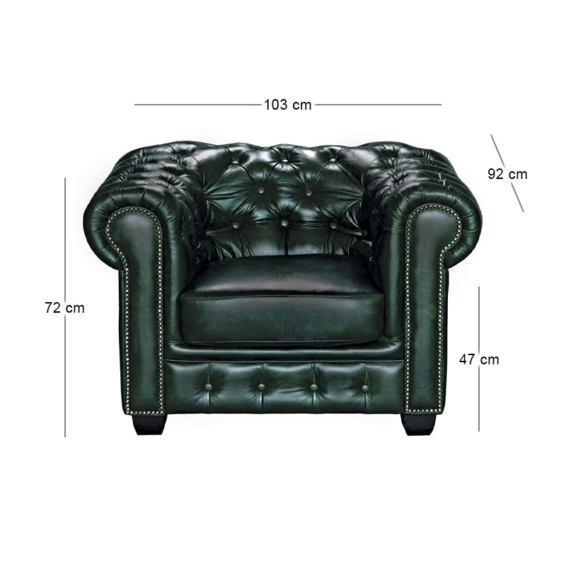 CHESTERFIELD 689 Πολυθρόνα Σαλονιού - Καθιστικού / Δέρμα Antique Green