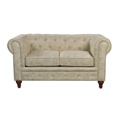 CHESTERFIELD York 2-Seater Sofa Beige Fabric