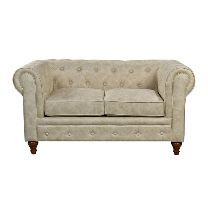 CHESTERFIELD York 2-Seater Sofa Beige Fabric