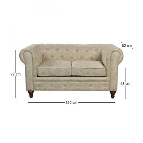 CHESTERFIELD York 2-Seater Sofa Beige Fabric