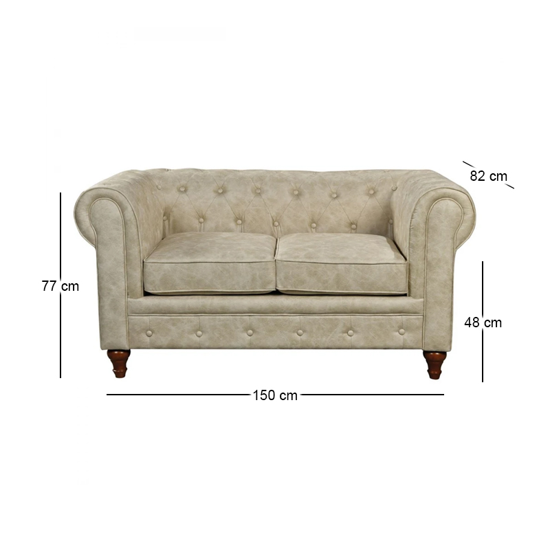 CHESTERFIELD York 2-Seater Sofa Beige Fabric