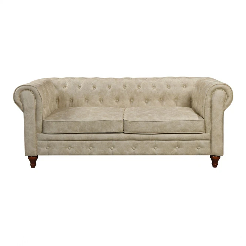 CHESTERFIELD York 3-Seater Sofa Beige Fabric