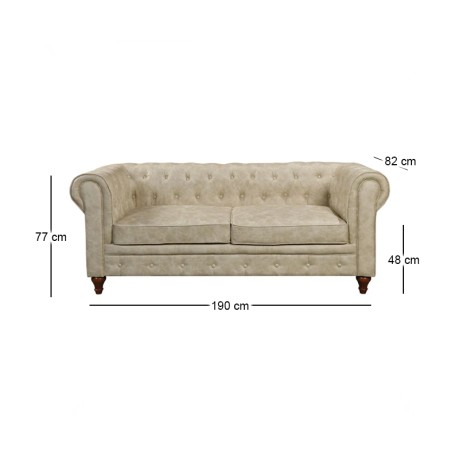 CHESTERFIELD York 3-Seater Sofa Beige Fabric