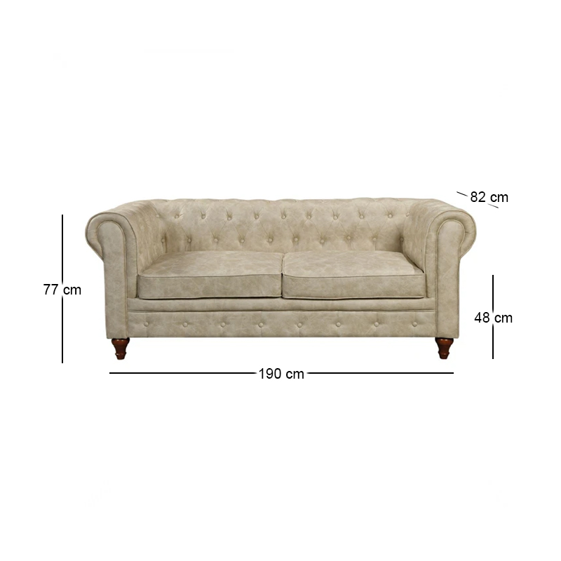 CHESTERFIELD York 3-Seater Sofa Beige Fabric