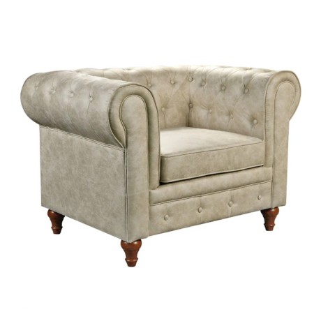 Πολυθρόνα Chesterfield York υφασμάτινη χρώμα μπεζ 110x82x77εκ.