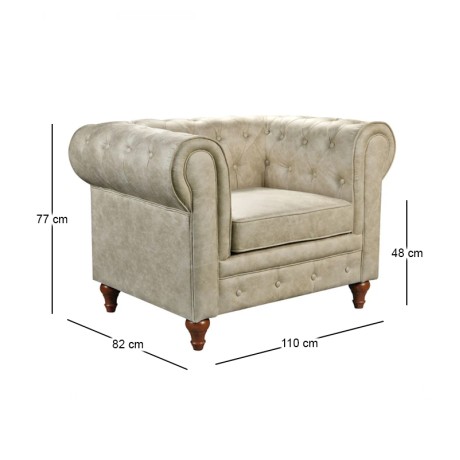 Πολυθρόνα Chesterfield York υφασμάτινη χρώμα μπεζ 110x82x77εκ.
