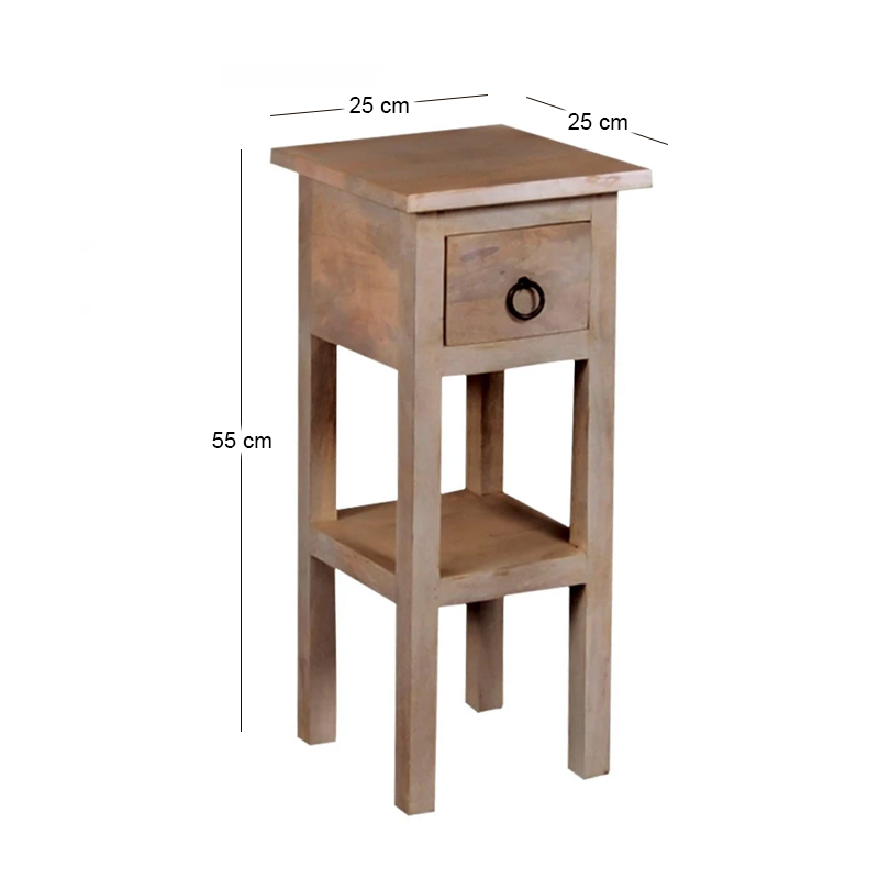 CLASSIC Stand - Τραπεζάκι Βοηθητικό H.55cm - 1 Συρτάρι, Ξύλο Ακακία Φυσικό