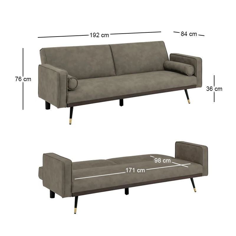 CLICK Sofa-Bed Fabric Suede Cappuccino