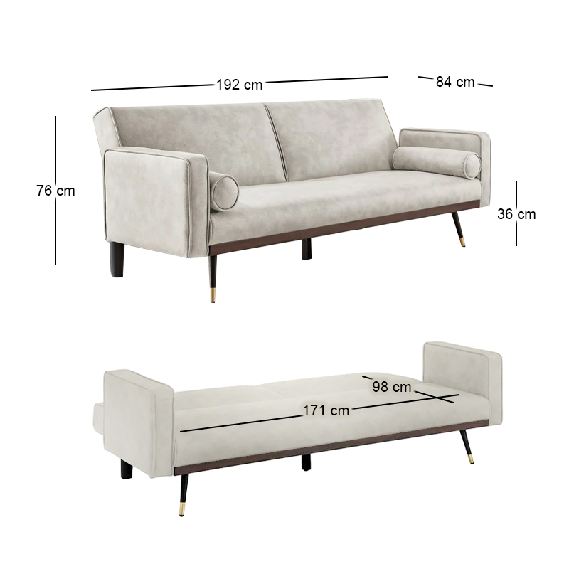 CLICK Sofa-Bed Fabric Suede Ecru