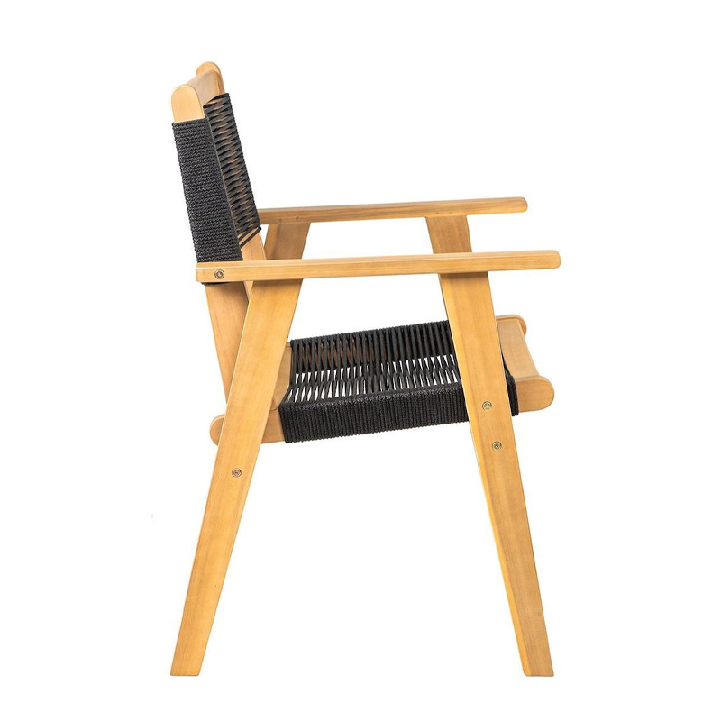 COFFEE Dining Armchair Acacia Natural, Rope Wicker Black
