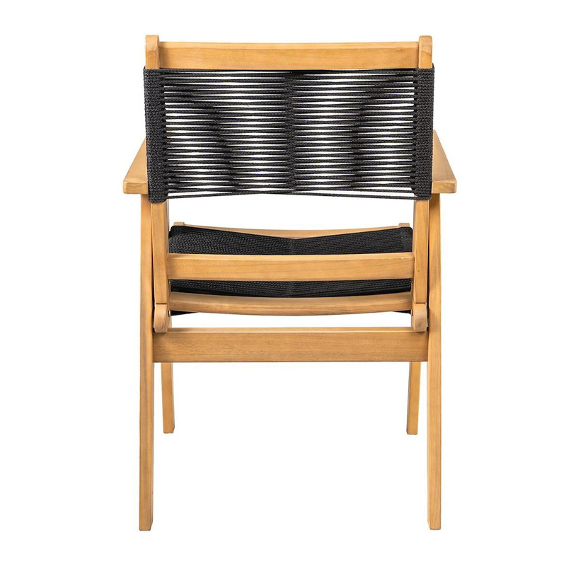 COFFEE Dining Armchair Acacia Natural, Rope Wicker Black