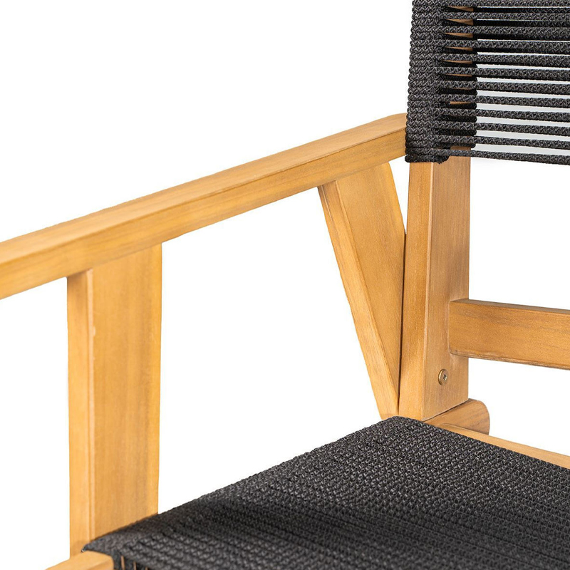 COFFEE Dining Armchair Acacia Natural, Rope Wicker Black