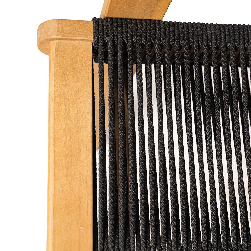 COFFEE Dining Armchair Acacia Natural, Rope Wicker Black