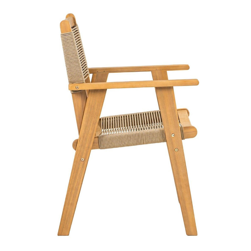 COFFEE Dining Armchair Acacia Natural, Rope Wicker Beige