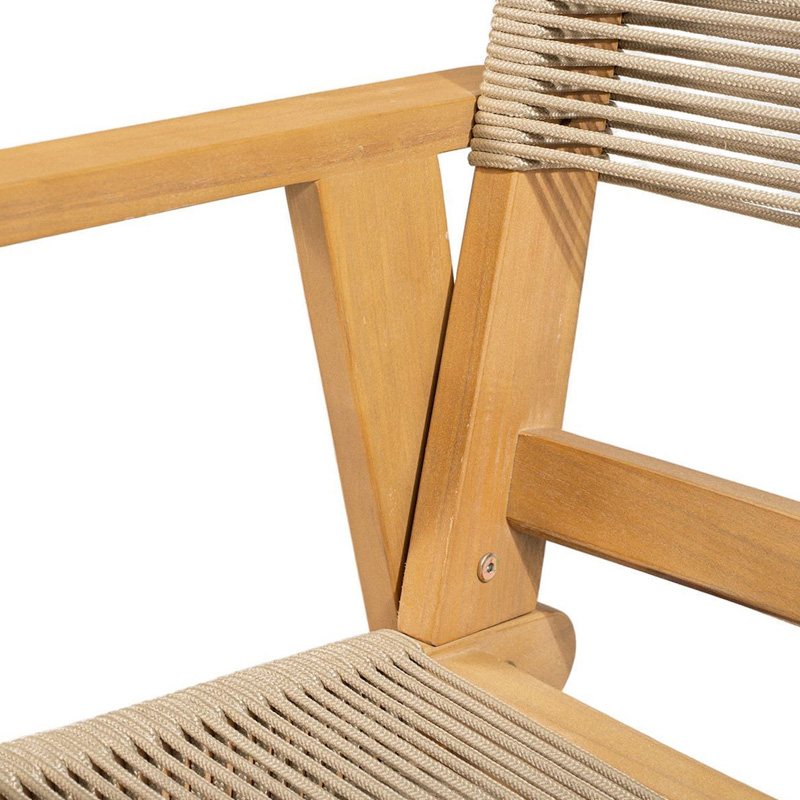 COFFEE Dining Armchair Acacia Natural, Rope Wicker Beige