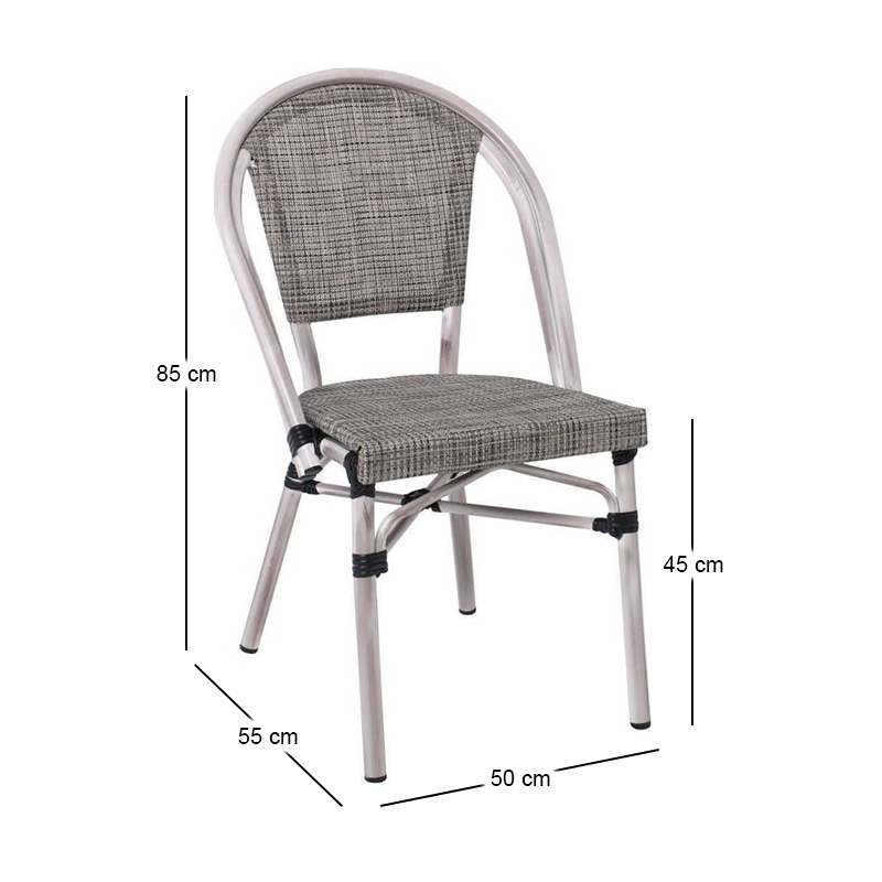 COSTA Καρέκλα Dining Αλουμινίο Antique Grey/Textilene Μπεζ