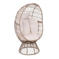 CROWN Πολυθρόνα Egg, Wicker Μπεζ, Μαξιλάρι Άσπρο 85x78x147cm