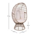 CROWN Πολυθρόνα Egg, Wicker Μπεζ, Μαξιλάρι Άσπρο 85x78x147cm
