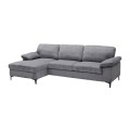 CYRIL Left Facing Corner Sofa, Grey Corduroy Fabric