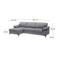 CYRIL Left Facing Corner Sofa, Grey Corduroy Fabric